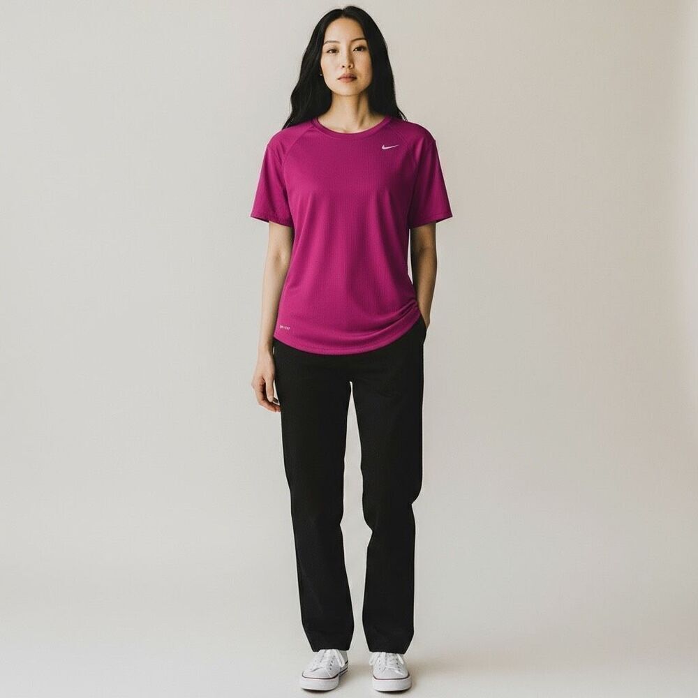 Nike Running Dri-Fir Solid Pink magenta Short Sleeve Lightweight Tee Shirt M